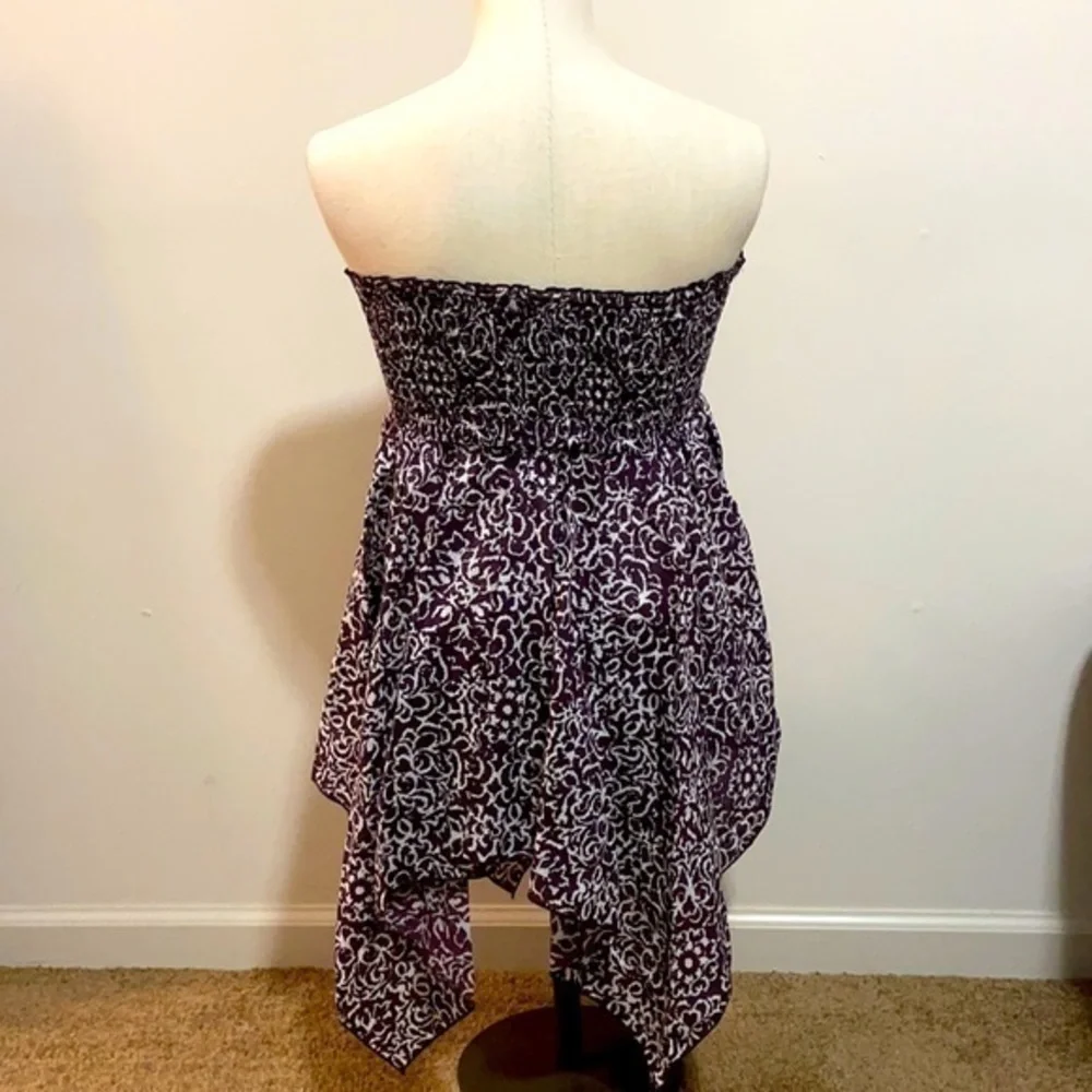 Motherhood maternity Blouse purple,white cotton tunic boho strapless top Sz Med - Picture 7 of 7